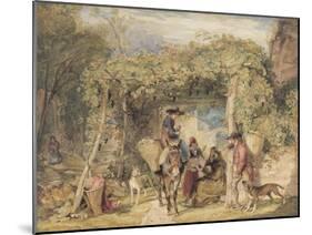 Figures and Animals in a Vineyard, C.1829 (W/C, Gouache and Graphite on Paper)-John Frederick Lewis-Mounted Giclee Print