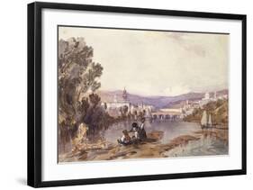 Figures Beside The Arno Near Florence-Alfred Vickers-Framed Premium Giclee Print