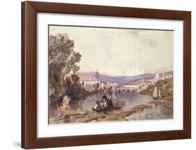 Figures Beside The Arno Near Florence-Alfred Vickers-Framed Premium Giclee Print