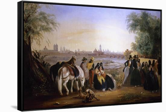 Figures by a River, Lima Beyond, 1843-Johann Moritz Rugendas-Framed Stretched Canvas