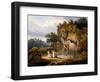 Figures by a Waterfall, 1825-Francis Nicholson-Framed Giclee Print