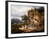 Figures by a Waterfall, 1825-Francis Nicholson-Framed Giclee Print