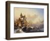 Figures Crossing a Bridge in Frozen Landscape, 1850-Frederik Marianus Kruseman-Framed Giclee Print