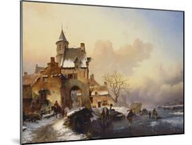 Figures Crossing a Bridge in Frozen Landscape, 1850-Frederik Marianus Kruseman-Mounted Giclee Print