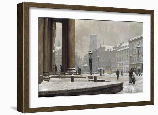 Figures entering the Law Courts, Nytorv Copenhagen, 1924-Paul Gustav Fischer-Framed Giclee Print