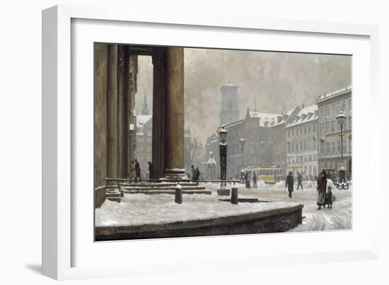 Figures entering the Law Courts, Nytorv Copenhagen, 1924-Paul Gustav Fischer-Framed Giclee Print