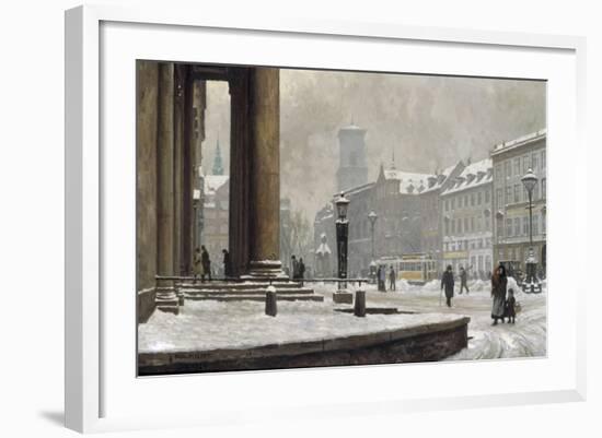 Figures entering the Law Courts, Nytorv Copenhagen, 1924-Paul Gustav Fischer-Framed Giclee Print