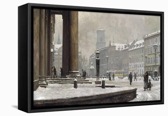 Figures entering the Law Courts, Nytorv Copenhagen, 1924-Paul Gustav Fischer-Framed Stretched Canvas