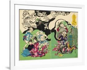 Figures from Otsu-E Paintings of the Floating World in a Drunken Stupor-Kyosai Kawanabe-Framed Giclee Print