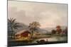 Figures Guiding a Sampan Round a Bend in a River, Past a Village-George Chinnery-Mounted Giclee Print