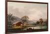 Figures Guiding a Sampan Round a Bend in a River, Past a Village-George Chinnery-Framed Giclee Print