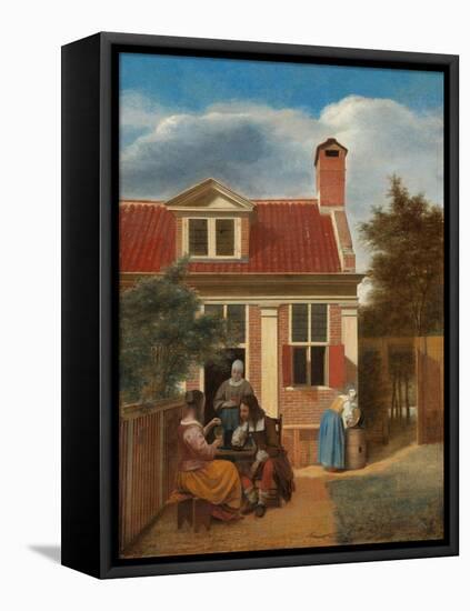 Figures in a Courtyard behind a House, c. 1663-5-Pieter de Hooch-Framed Stretched Canvas