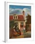 Figures in a Courtyard behind a House, c. 1663-5-Pieter de Hooch-Framed Giclee Print