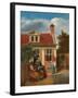 Figures in a Courtyard behind a House, c. 1663-5-Pieter de Hooch-Framed Giclee Print