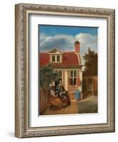 Figures in a Courtyard behind a House, c. 1663-5-Pieter de Hooch-Framed Giclee Print