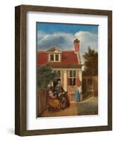 Figures in a Courtyard behind a House, c. 1663-5-Pieter de Hooch-Framed Giclee Print