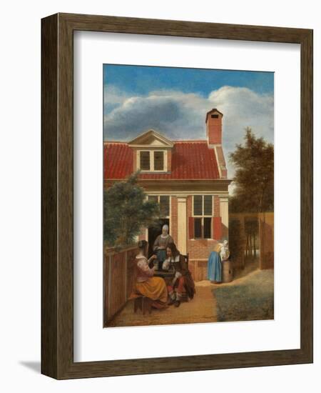 Figures in a Courtyard behind a House, c. 1663-5-Pieter de Hooch-Framed Giclee Print