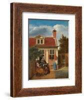 Figures in a Courtyard behind a House, c. 1663-5-Pieter de Hooch-Framed Giclee Print