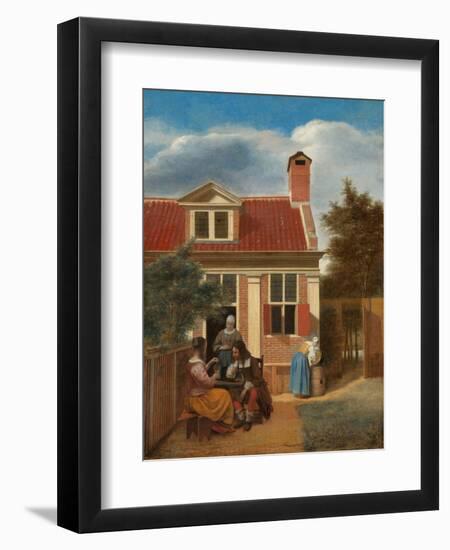 Figures in a Courtyard behind a House, c. 1663-5-Pieter de Hooch-Framed Giclee Print