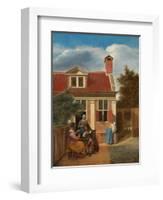 Figures in a Courtyard behind a House, c. 1663-5-Pieter de Hooch-Framed Giclee Print