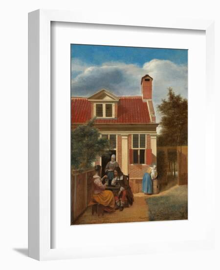 Figures in a Courtyard behind a House, c. 1663-5-Pieter de Hooch-Framed Giclee Print