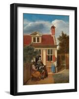 Figures in a Courtyard behind a House, c. 1663-5-Pieter de Hooch-Framed Giclee Print