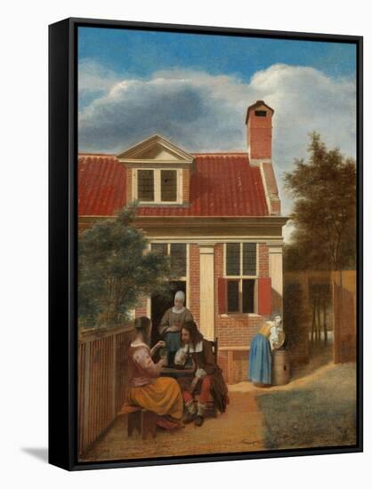 Figures in a Courtyard behind a House, c. 1663-5-Pieter de Hooch-Framed Stretched Canvas