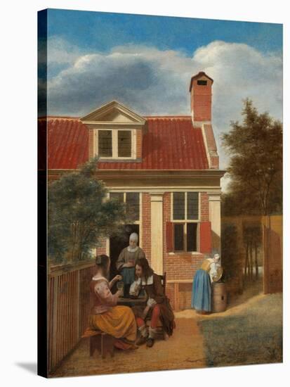 Figures in a Courtyard behind a House, c. 1663-5-Pieter de Hooch-Stretched Canvas