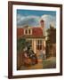 Figures in a Courtyard behind a House, c. 1663-5-Pieter de Hooch-Framed Giclee Print