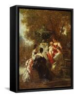 Figures in a Park-Adolphe Joseph Thomas Monticelli-Framed Stretched Canvas