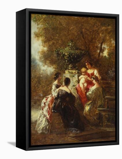 Figures in a Park-Adolphe Joseph Thomas Monticelli-Framed Stretched Canvas