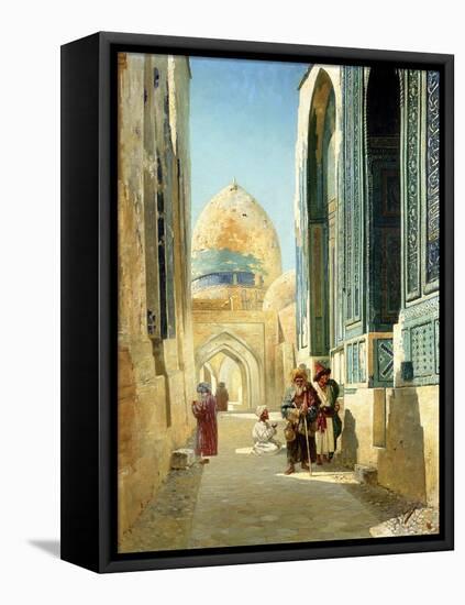 Figures in a Street Before a Mosque, 1895-Richard Karlovich Zommer-Framed Stretched Canvas