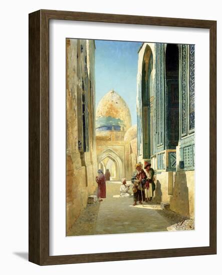 Figures in a Street Before a Mosque, 1895-Richard Karlovich Zommer-Framed Giclee Print