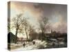 Figures in a Winter Landscape, 1842-Barend Cornelis Koekkoek-Stretched Canvas