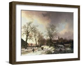 Figures in a Winter Landscape, 1842-Barend Cornelis Koekkoek-Framed Giclee Print