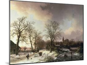 Figures in a Winter Landscape, 1842-Barend Cornelis Koekkoek-Mounted Giclee Print