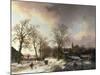 Figures in a Winter Landscape, 1842-Barend Cornelis Koekkoek-Mounted Giclee Print