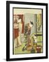 Figures in an Interior, a Courtesan Looking at Her Shinzo Who Is Reading a Love Letter-Suzuki Harunobu-Framed Giclee Print