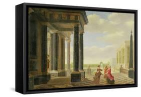 Figures in Conversation in a Classical Setting-Dirck Van Delen-Framed Stretched Canvas