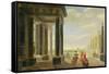 Figures in Conversation in a Classical Setting-Dirck Van Delen-Framed Stretched Canvas