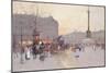 Figures in the Place De La Bastille-Eugene Galien-Laloue-Mounted Premium Giclee Print