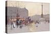 Figures in the Place De La Bastille-Eugene Galien-Laloue-Stretched Canvas