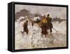 Figures in the Snow-Mose Bianchi-Framed Stretched Canvas