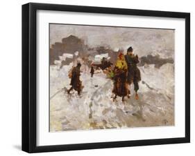 Figures in the Snow-Mose Bianchi-Framed Giclee Print