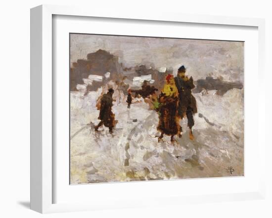 Figures in the Snow-Mose Bianchi-Framed Giclee Print