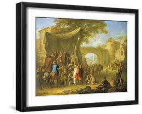 Figures of the Commedia Dell'Arte Acting Out a Quack Doctor Scene-Franz Ferg-Framed Giclee Print