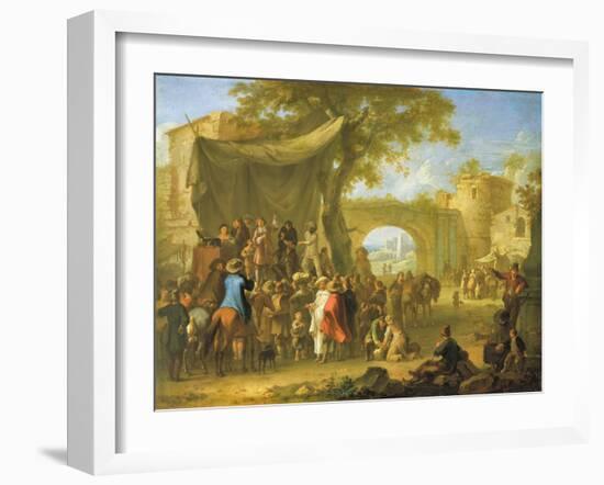 Figures of the Commedia Dell'Arte Acting Out a Quack Doctor Scene-Franz Ferg-Framed Giclee Print