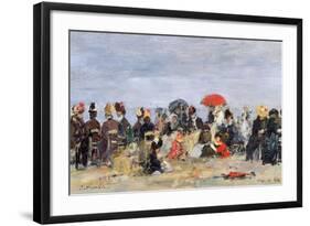 Figures on a Beach, 1884-Eug?ne Boudin-Framed Giclee Print