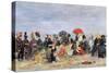 Figures on a Beach, 1884-Eug?ne Boudin-Stretched Canvas
