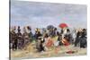 Figures on a Beach, 1884-Eug?ne Boudin-Stretched Canvas